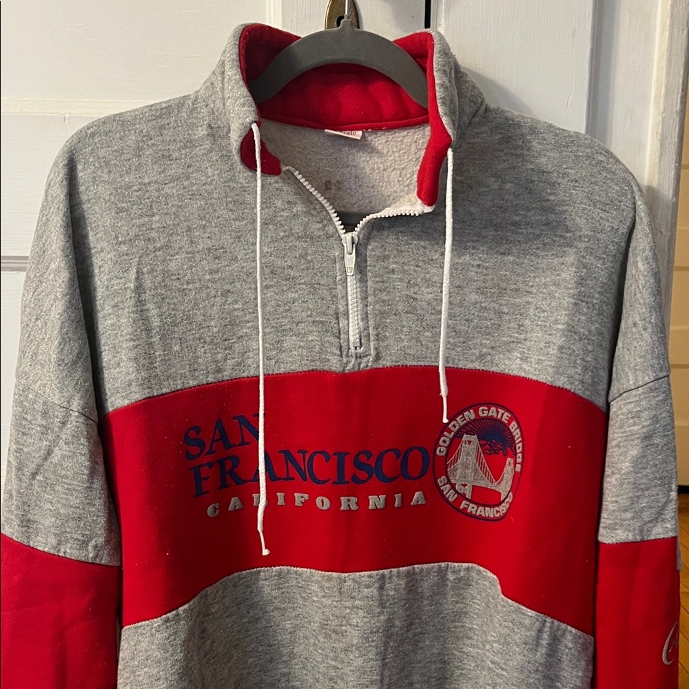 Gray and Red San Francisco 1/4 zip Pullover